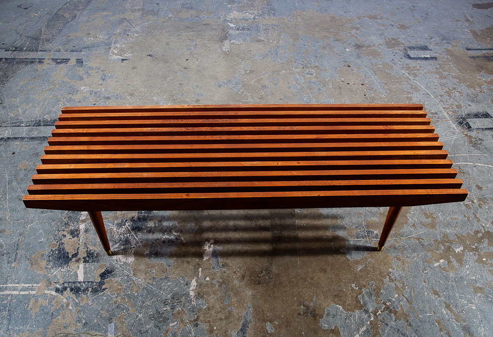 Mid Century Modern Slat Bench Coffee Table Vintage Entry Wood George Nelson Mcm - Image 6