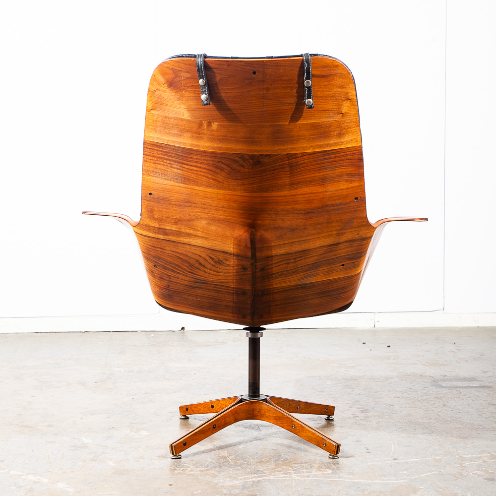 Mid Century Modern Lounge Chair Plycraft Mr Tufted Black Swivel George Mulhauser - Image 6