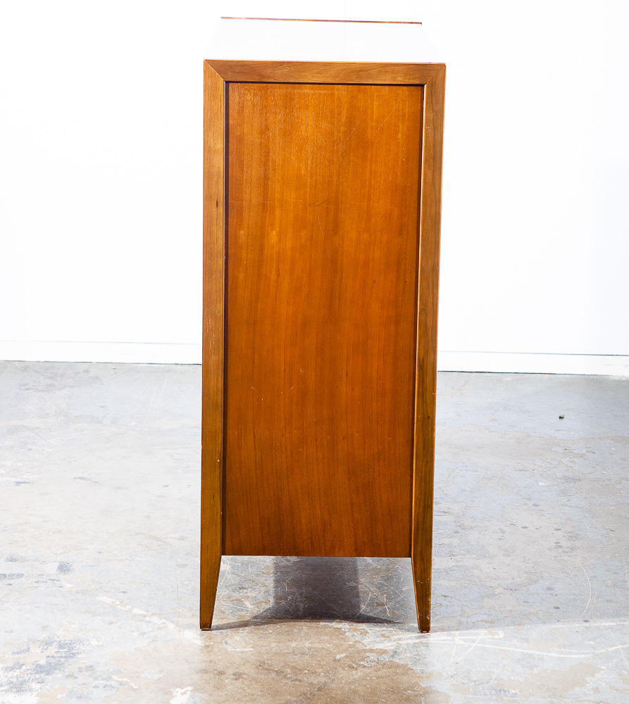 Mid Century Modern Highboy Dresser Thomasville 5 Drawer Walnut Cane Mcm Danish - Image 3