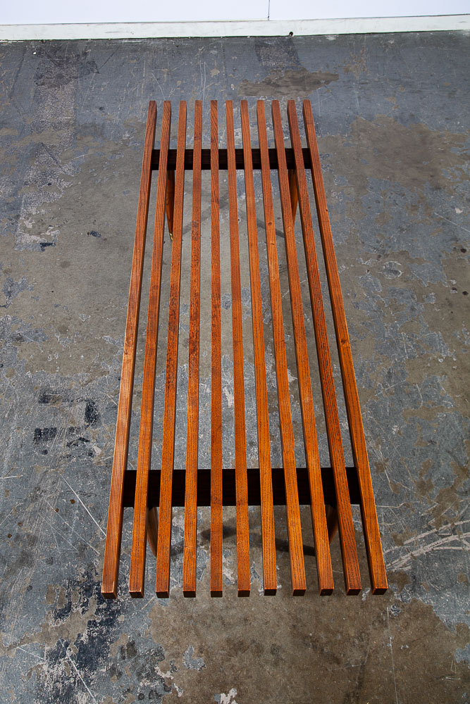 Mid Century Modern Slat Bench Coffee Table Vintage Entry Wood George Nelson Mcm - Image 5