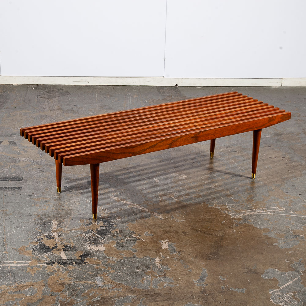 Mid Century Modern Slat Bench Coffee Table Vintage Entry Wood George Nelson Mcm