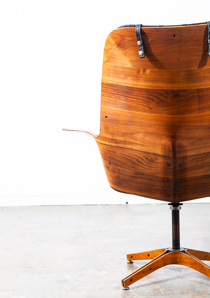 Mid Century Modern Lounge Chair Plycraft Mr Tufted Black Swivel George Mulhauser - Image 8