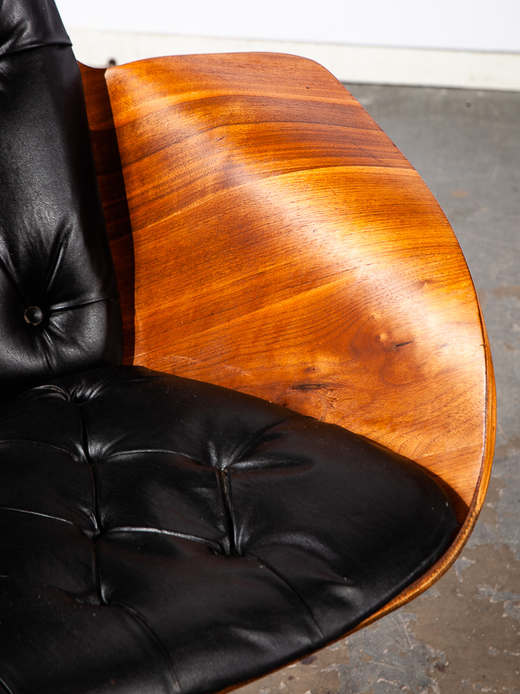 Mid Century Modern Lounge Chair Plycraft Mr Tufted Black Swivel George Mulhauser - Image 9