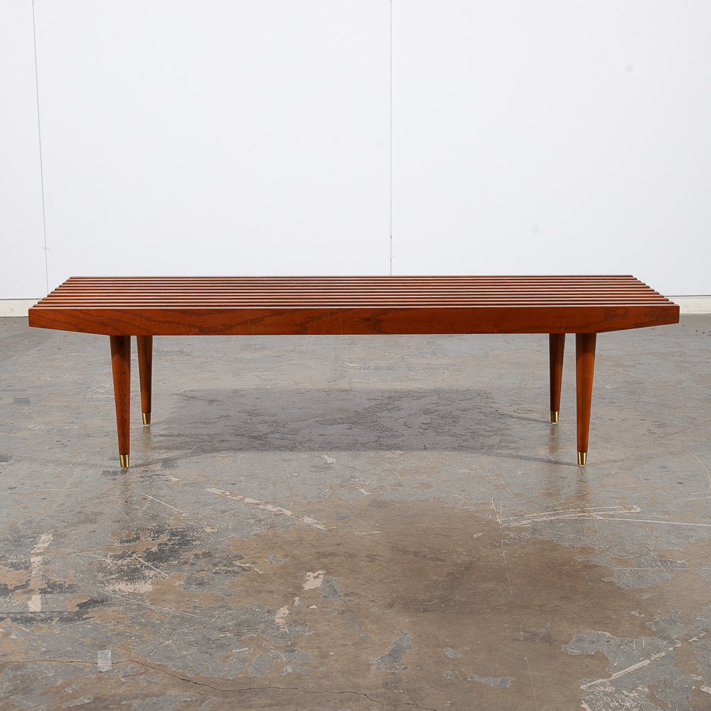 Mid Century Modern Slat Bench Coffee Table Vintage Entry Wood George Nelson Mcm - Image 4