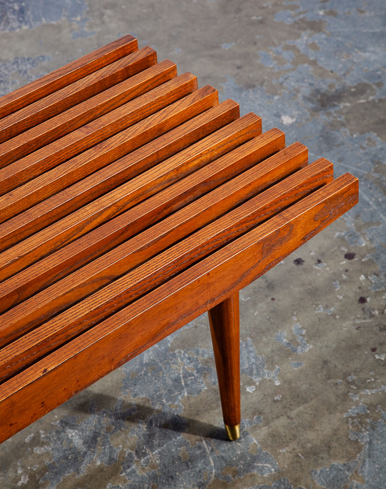 Mid Century Modern Slat Bench Coffee Table Vintage Entry Wood George Nelson Mcm - Image 9