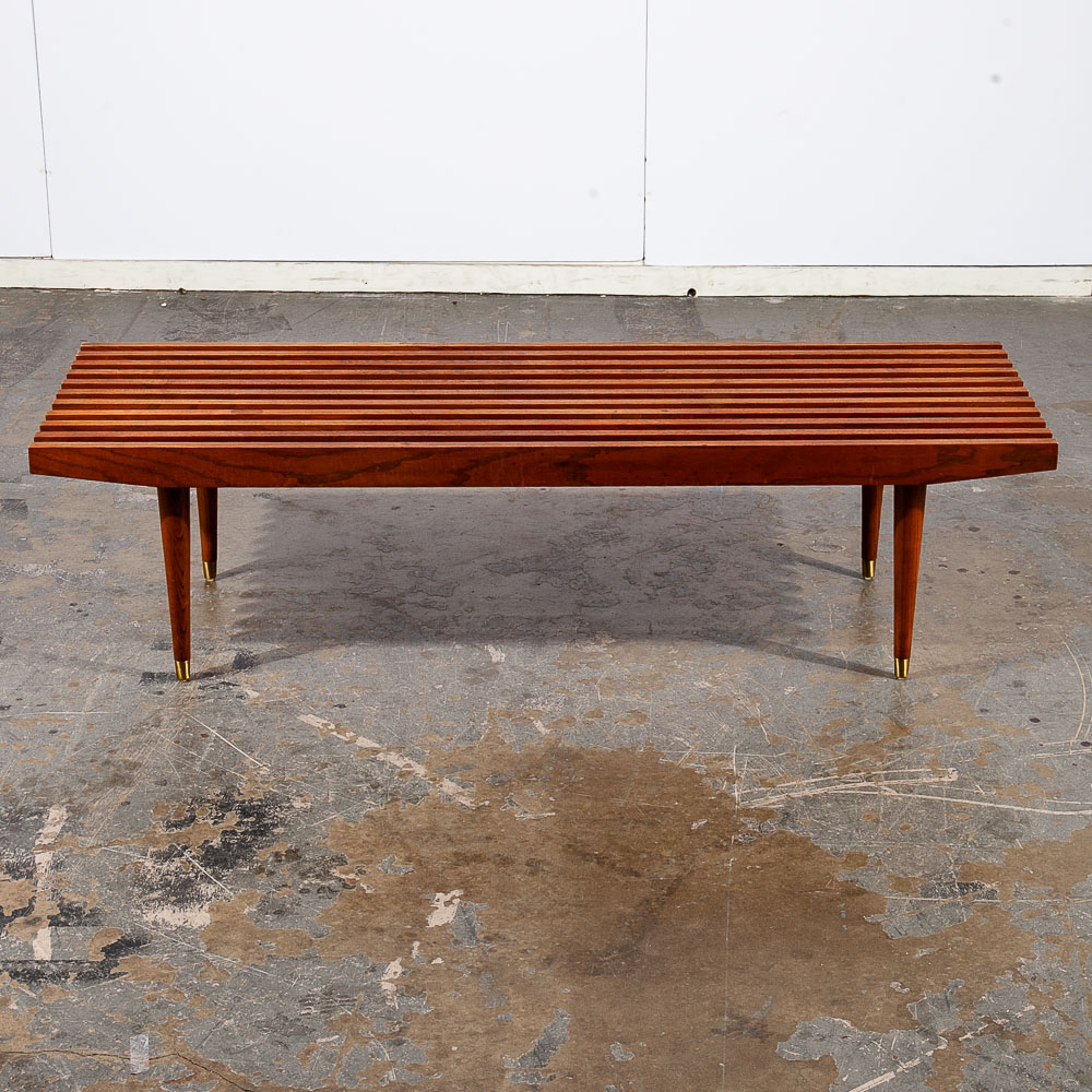 Mid Century Modern Slat Bench Coffee Table Vintage Entry Wood George Nelson Mcm - Image 2