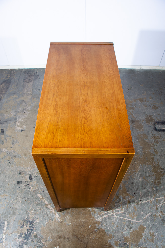 Mid Century Modern Highboy Dresser Thomasville 5 Drawer Walnut Cane Mcm Danish - Image 9