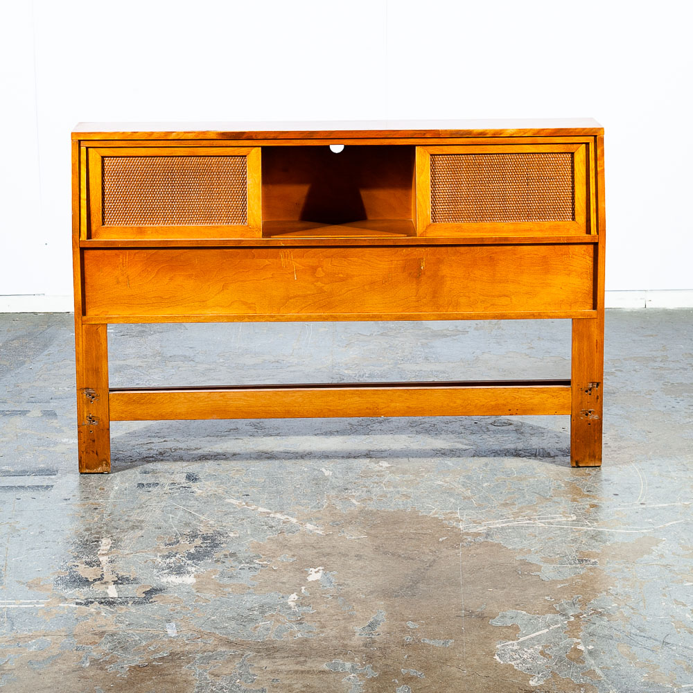 Mid Century Modern Headboard Full Bed Frame Birch Conant Ball Blonde Storage Mcm