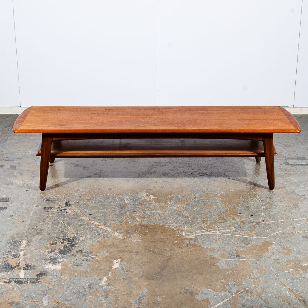 Mid Century Danish Modern Coffee Table Svend Aage Madsen Shelf Solid Teak 71 in - Image 2