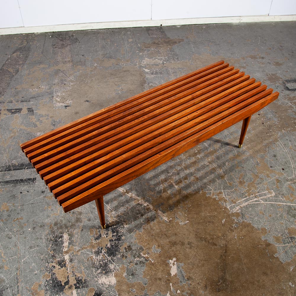 Mid Century Modern Slat Bench Coffee Table Vintage Entry Wood George Nelson Mcm - Image 3