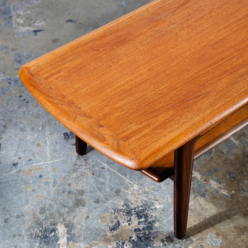 Mid Century Danish Modern Coffee Table Svend Aage Madsen Shelf Solid Teak 71 in - Image 7