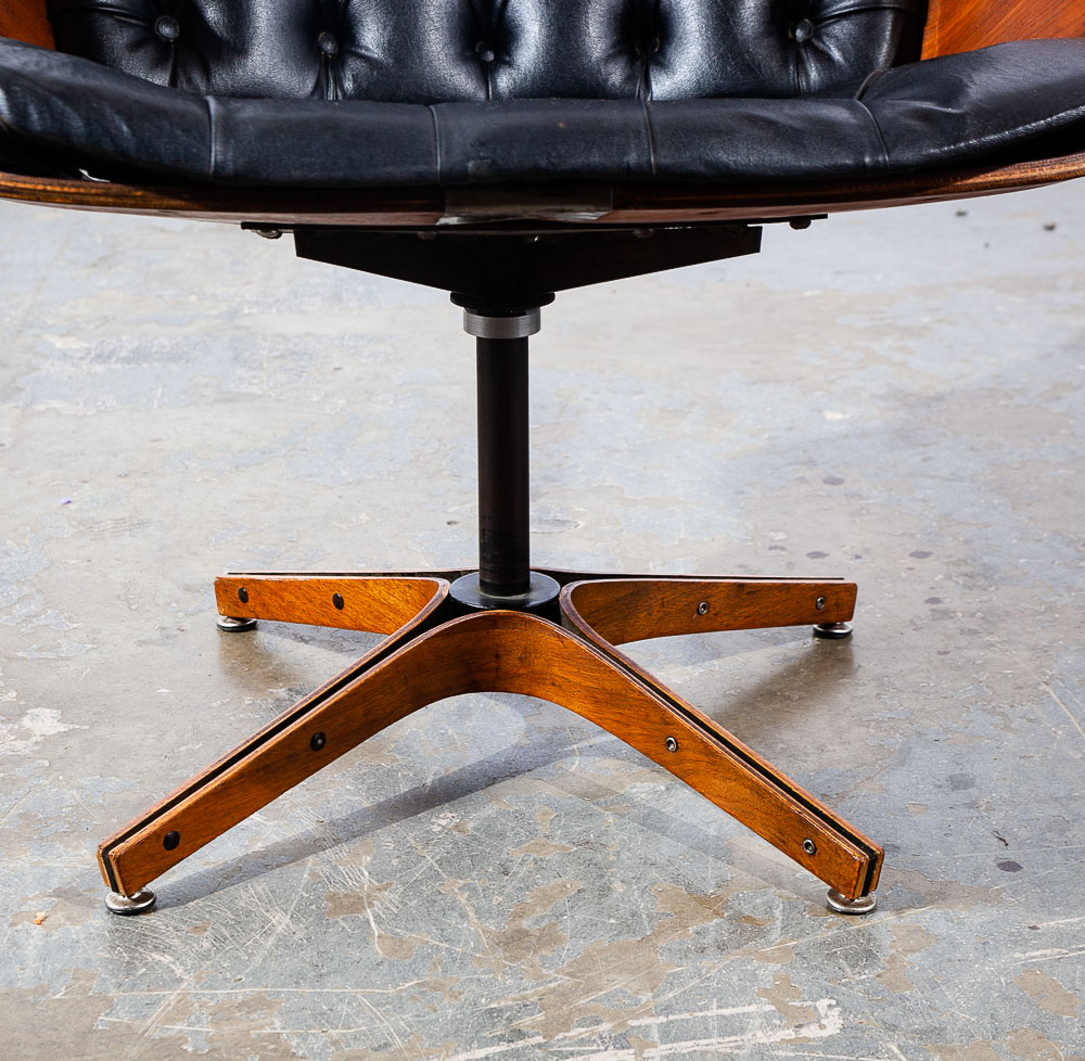 Mid Century Modern Lounge Chair Plycraft Mr Tufted Black Swivel George Mulhauser - Image 12