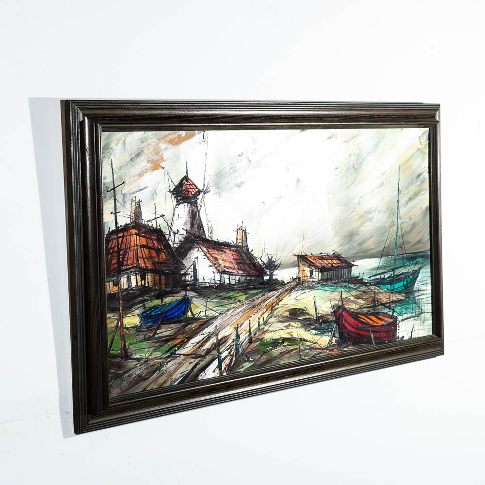 Mid Century Modern Oil Painting Expressionist Pierre Fredang Art Original Sign - Image 2