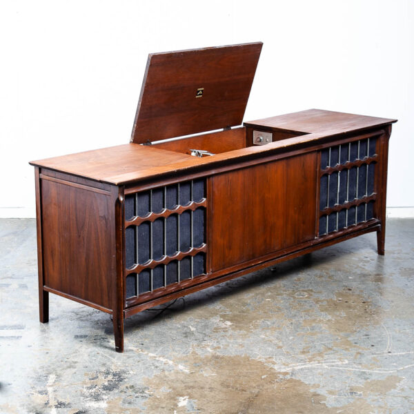 Mid Century Modern Stereo Console RCA Victor Record Player Radio Walnut Working - Image 2