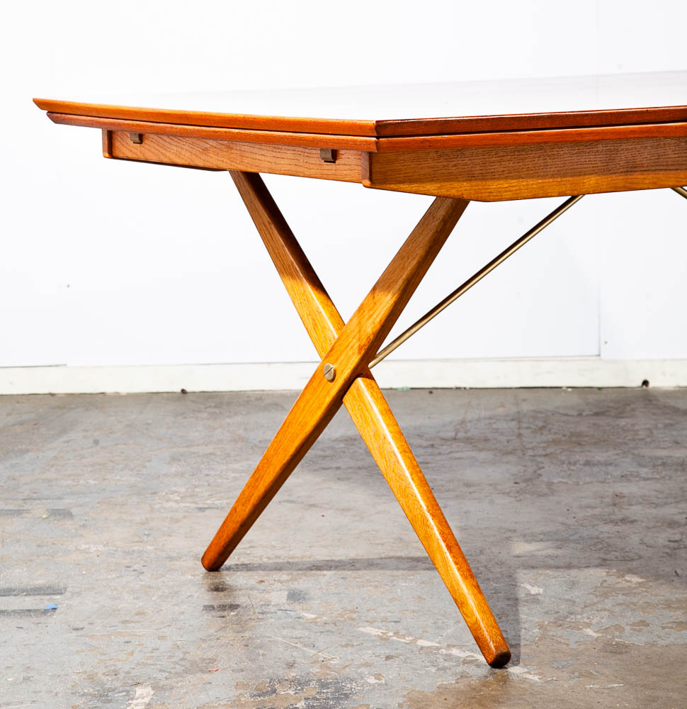 Mid Century Danish Modern Dining Table Teak Oak Torben Strandgaard Draw Leaf - Image 8