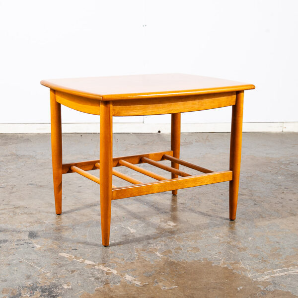 Mid Century Modern End Side Tables Solid Birch Spindle Conant Ball Wood Drawer - Image 6