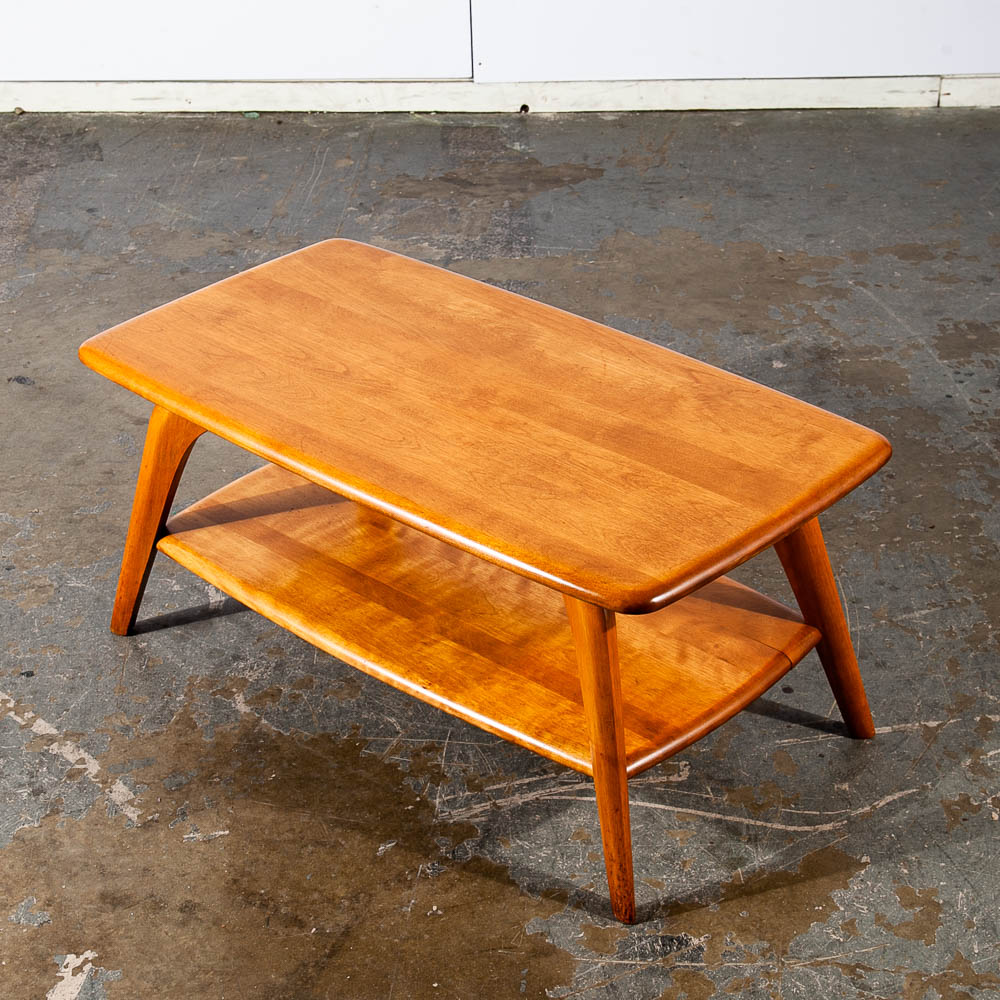 Mid Century Modern Coffee Table Heywood Wakefield Blonde Wood Birch Maple Shelf - Image 5