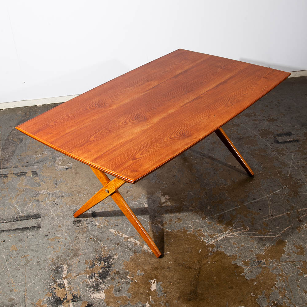 Mid Century Danish Modern Dining Table Teak Oak Torben Strandgaard Draw Leaf - Image 3