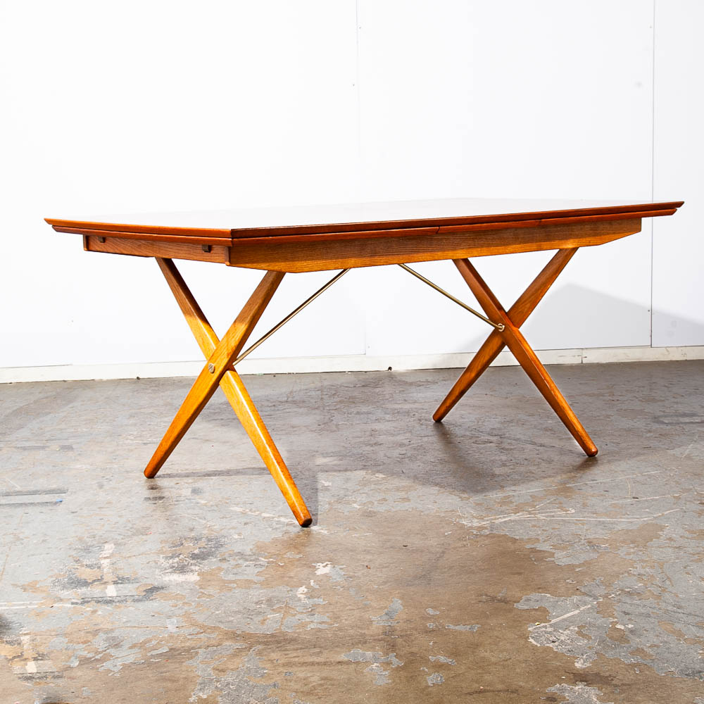 Mid Century Danish Modern Dining Table Teak Oak Torben Strandgaard Draw Leaf - Image 6