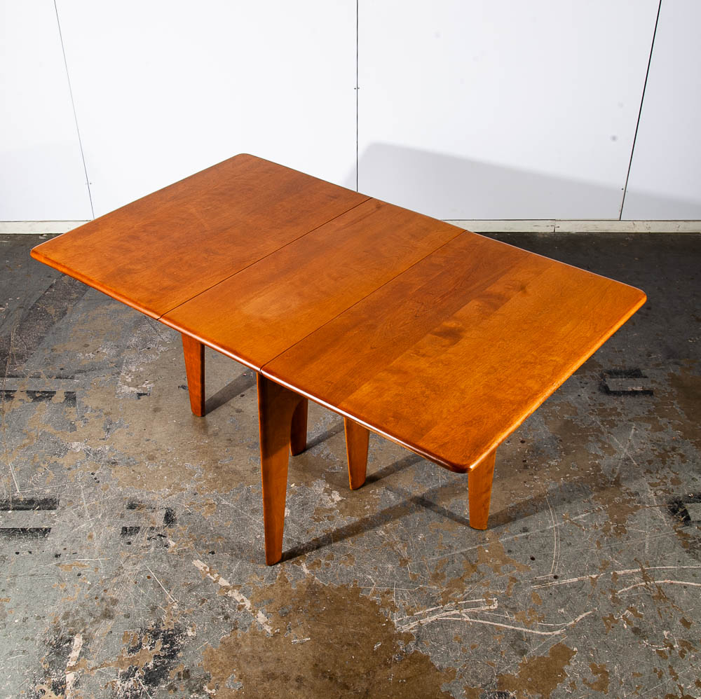 Mid Century Modern Dining Table M166 Solid Maple Drop Leaf Heywood Wakefield Mcm