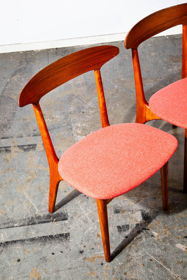 Mid Century Danish Modern Dining Chairs Kurt Ostervig Sculptural Red Teak oak NM - Image 7