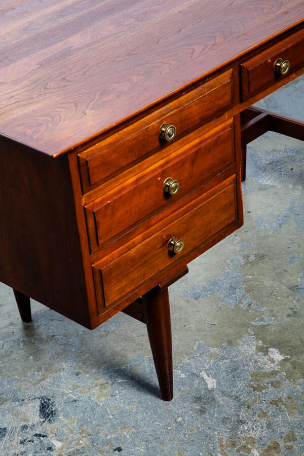 Mid Century Modern Desk Willett Solid Cherry Office 4 Drawers Vintage Danish Mcm - Image 11