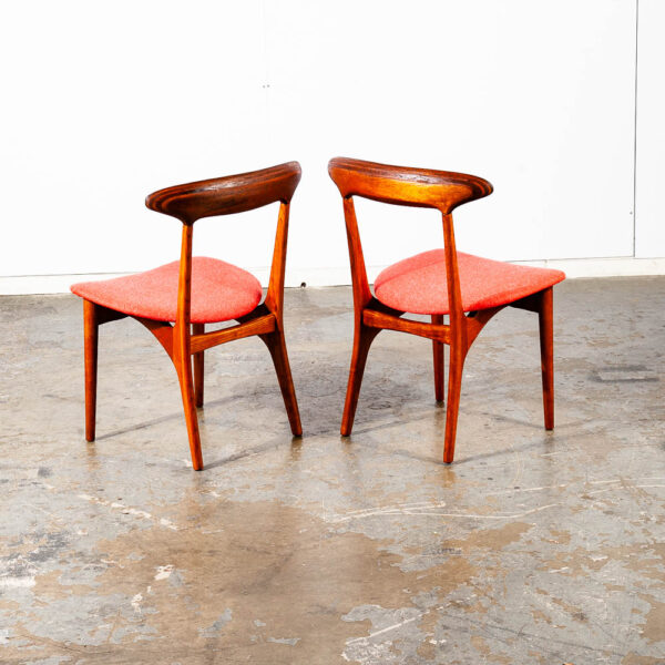 Mid Century Danish Modern Dining Chairs Kurt Ostervig Sculptural Red Teak oak NM - Image 5