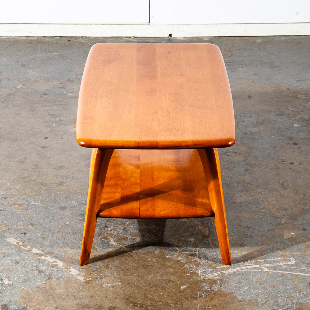 Mid Century Modern Coffee Table Heywood Wakefield Blonde Wood Birch Maple Shelf - Image 3