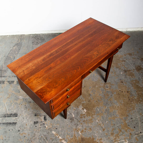 Mid Century Modern Desk Willett Solid Cherry Office 4 Drawers Vintage Danish Mcm - Image 8