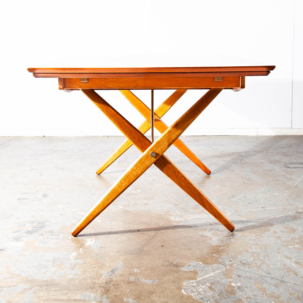 Mid Century Danish Modern Dining Table Teak Oak Torben Strandgaard Draw Leaf - Image 9