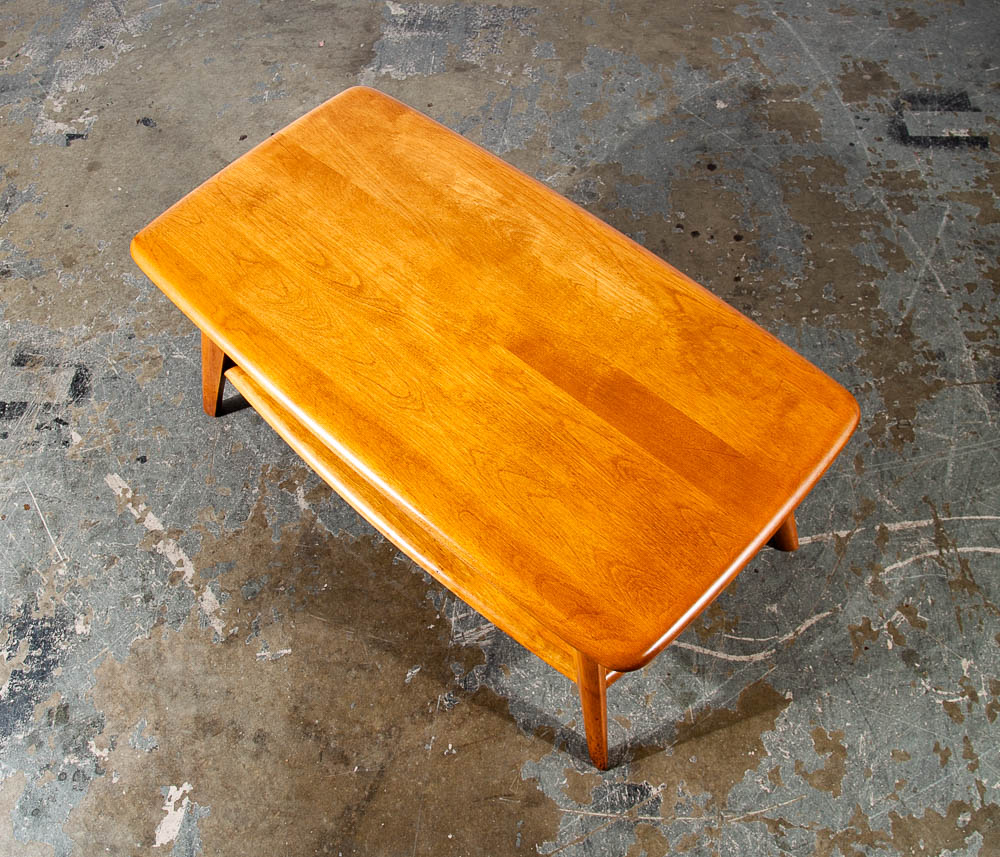 Mid Century Modern Coffee Table Heywood Wakefield Blonde Wood Birch Maple Shelf - Image 6