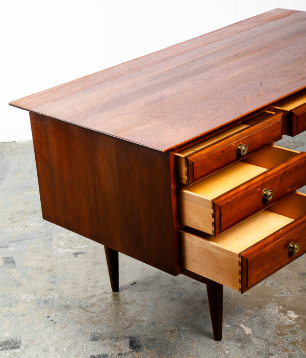 Mid Century Modern Desk Willett Solid Cherry Office 4 Drawers Vintage Danish Mcm - Image 9