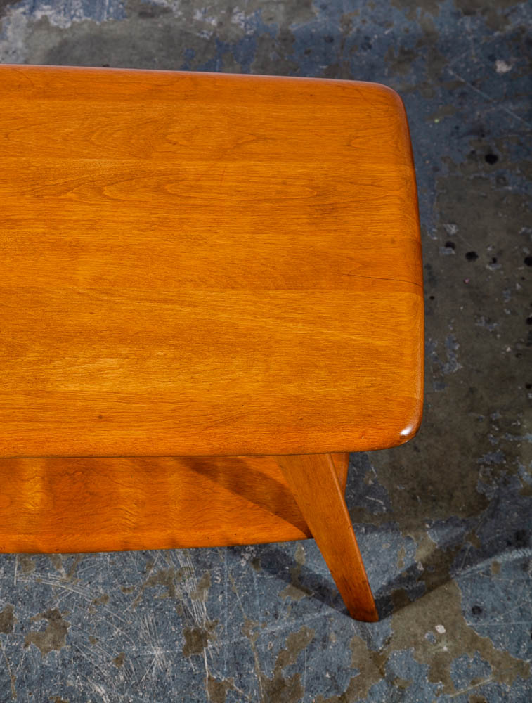 Mid Century Modern Coffee Table Heywood Wakefield Blonde Wood Birch Maple Shelf - Image 12