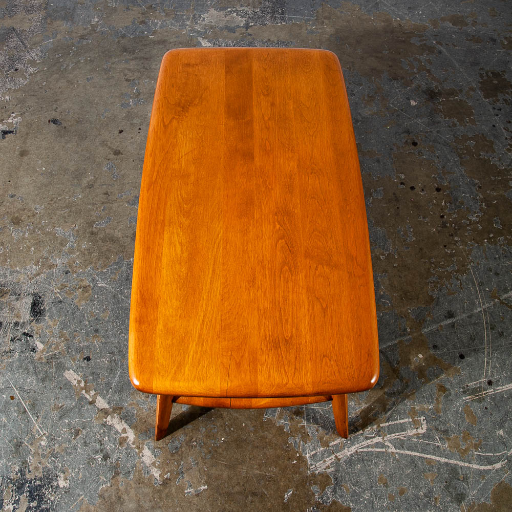 Mid Century Modern Coffee Table Heywood Wakefield Blonde Wood Birch Maple Shelf - Image 4