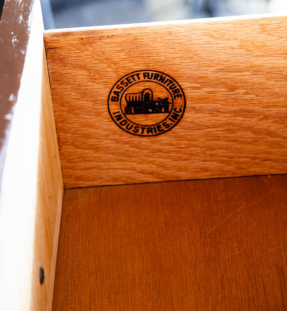 Mid Century Modern Dresser Highboy 5 Drawer Bassett Walnut Broyhill High Danish - Image 6