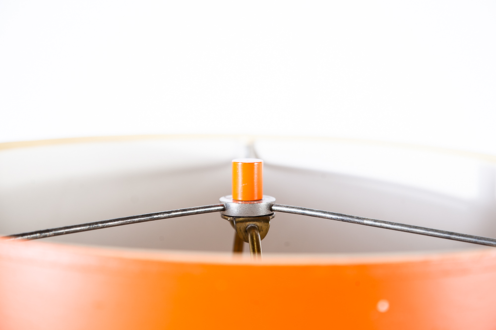 Mid Century Modern Table Lamp Enamel Orange Light Vintage Atomic Architectural - Image 7