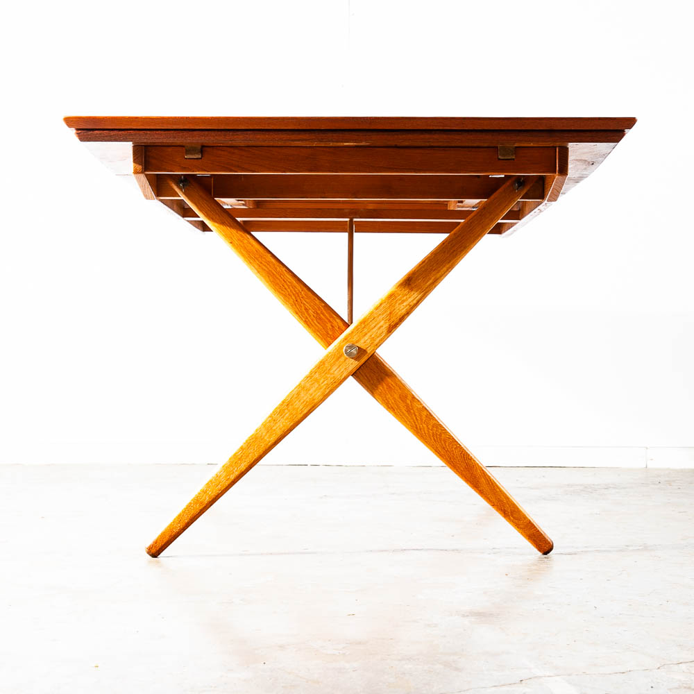 Mid Century Danish Modern Dining Table Teak Oak Torben Strandgaard Draw Leaf - Image 5