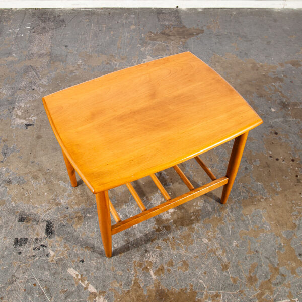 Mid Century Modern End Side Tables Solid Birch Spindle Conant Ball Wood Drawer - Image 4