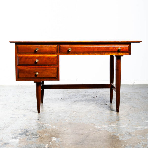 Mid Century Modern Desk Willett Solid Cherry Office 4 Drawers Vintage Danish Mcm - Image 2