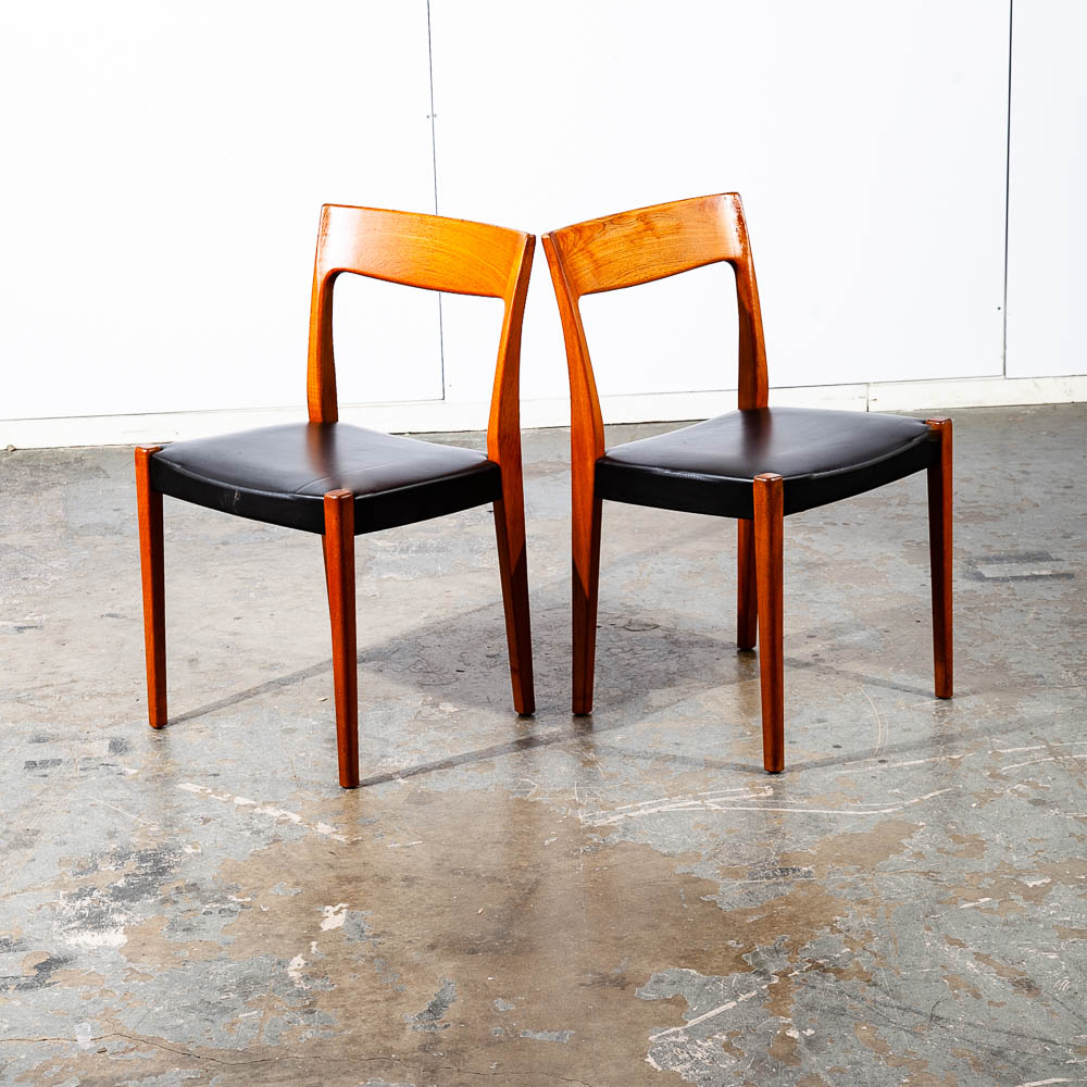 Mid Century Danish Modern Dining Chair Teak Pair 2 Round Back Sweden Denmark