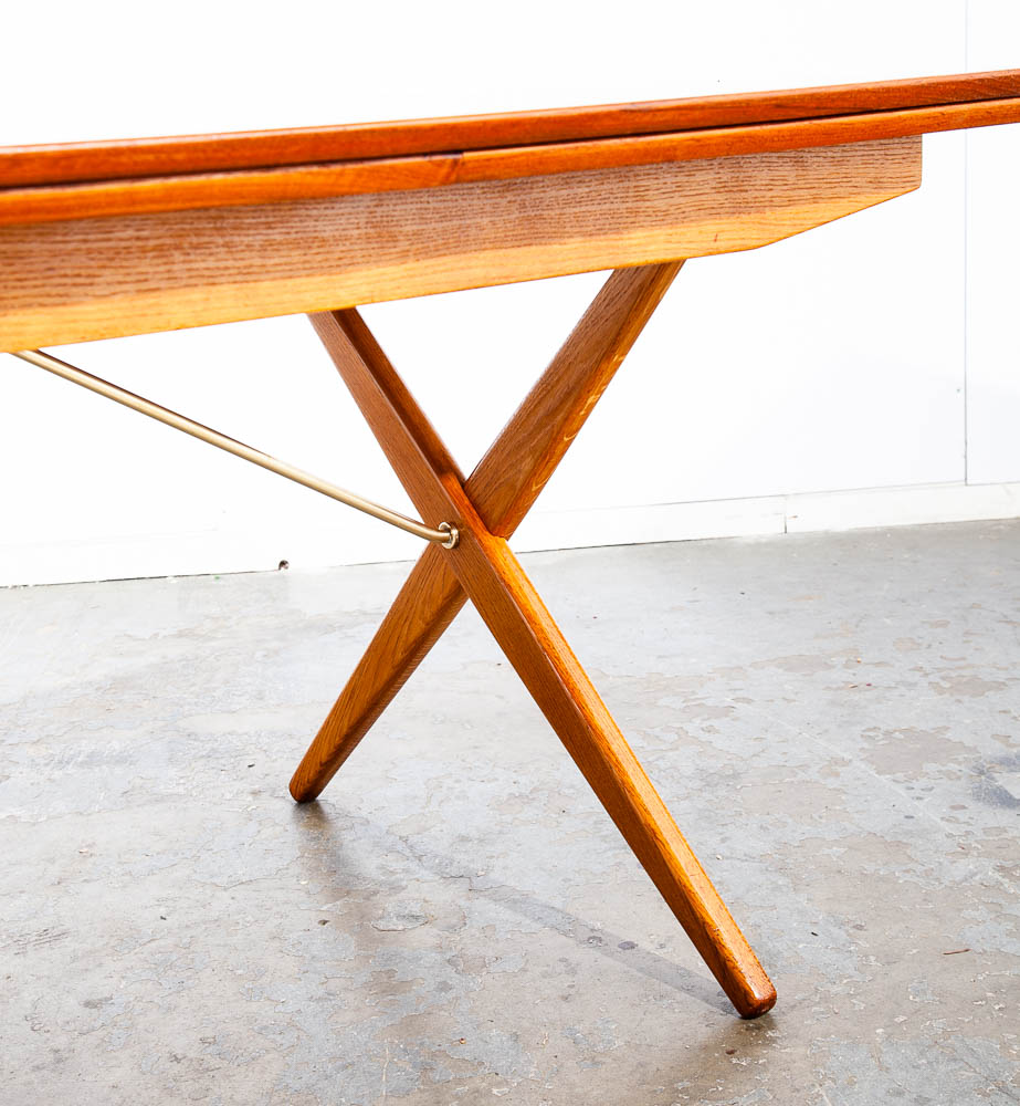 Mid Century Danish Modern Dining Table Teak Oak Torben Strandgaard Draw Leaf - Image 10