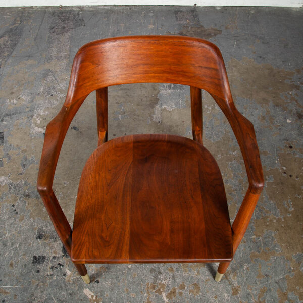 Mid Century Modern Dining Chairs Set of 4 Solid Walnut Marble Chair Co. Armchair - Image 10