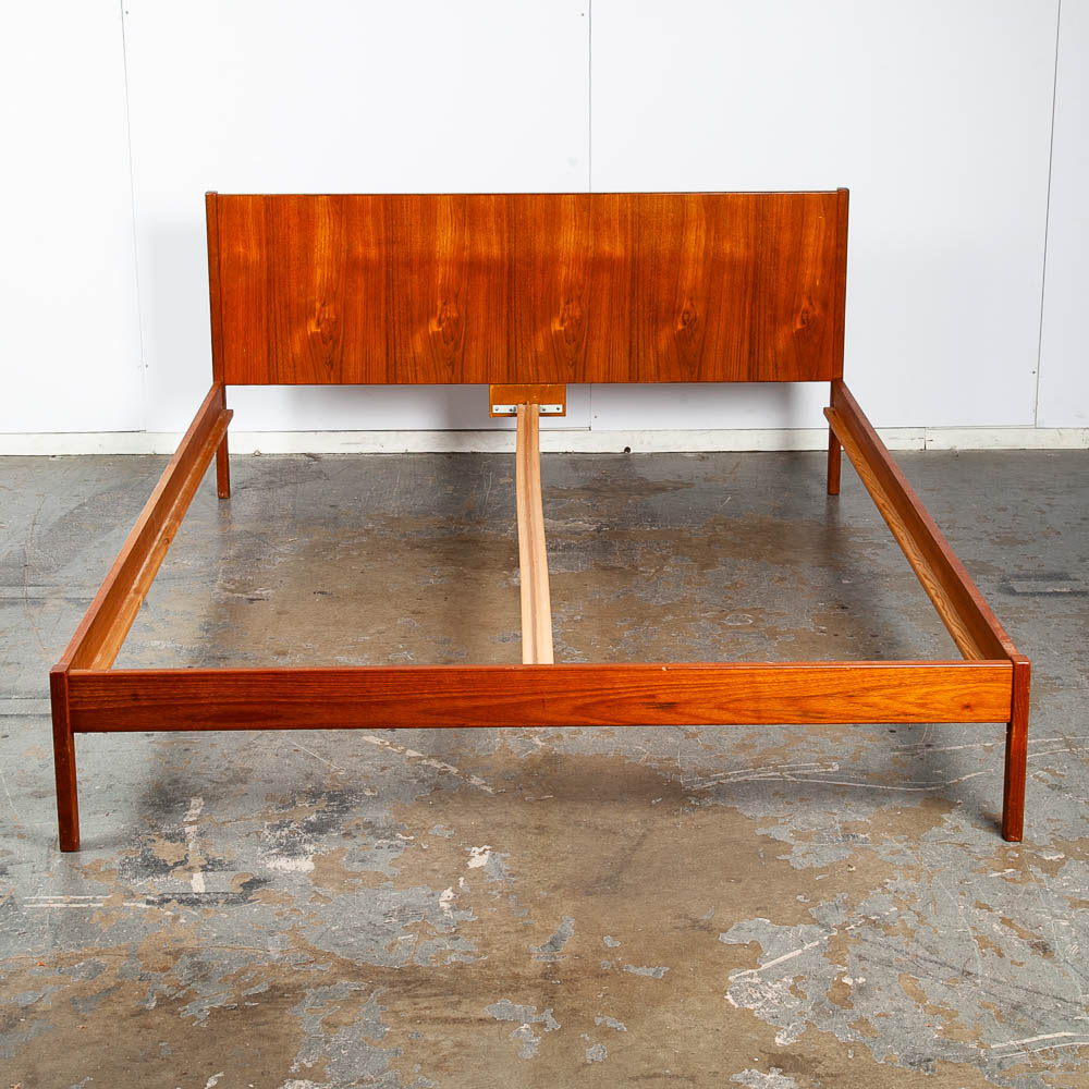 Mid Century Danish Modern Headboard Queen Teak Bed Frame Mcm Footboard Denmark - Image 12