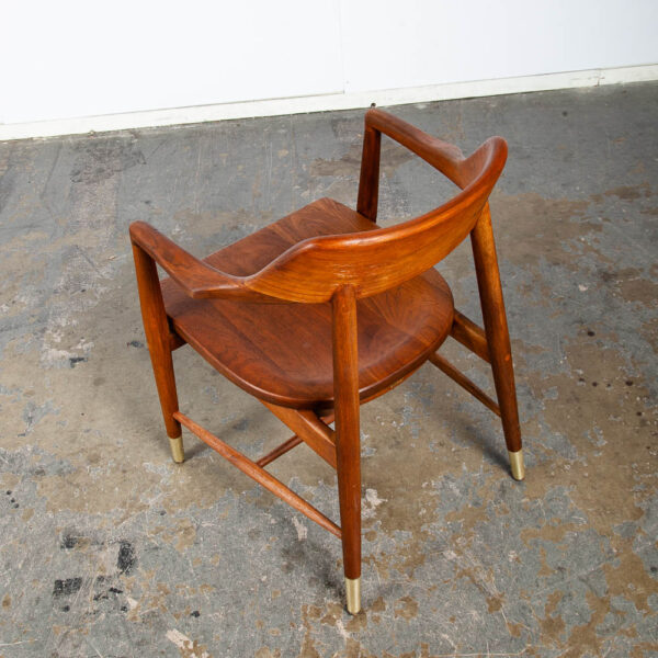 Mid Century Modern Dining Chairs Set of 4 Solid Walnut Marble Chair Co. Armchair - Image 9