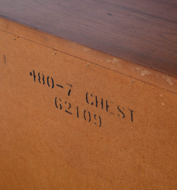 Mid Century Modern Dresser Highboy Dixie Walnut 5 Drawer Wood Brass Chest Handle - Image 6