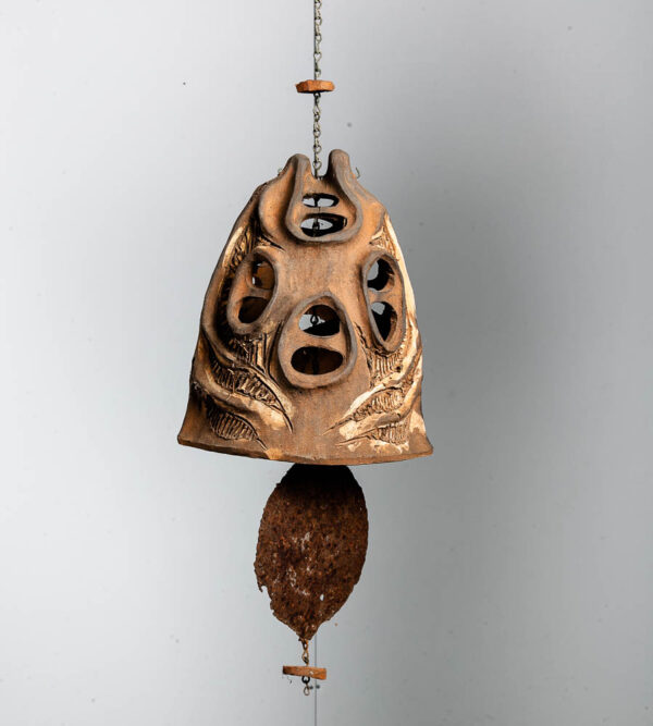 Mid Century Modern Ceramic Bell Wind Chime Hanging Roger Marshall Soleri Bitters Studio Pottery California