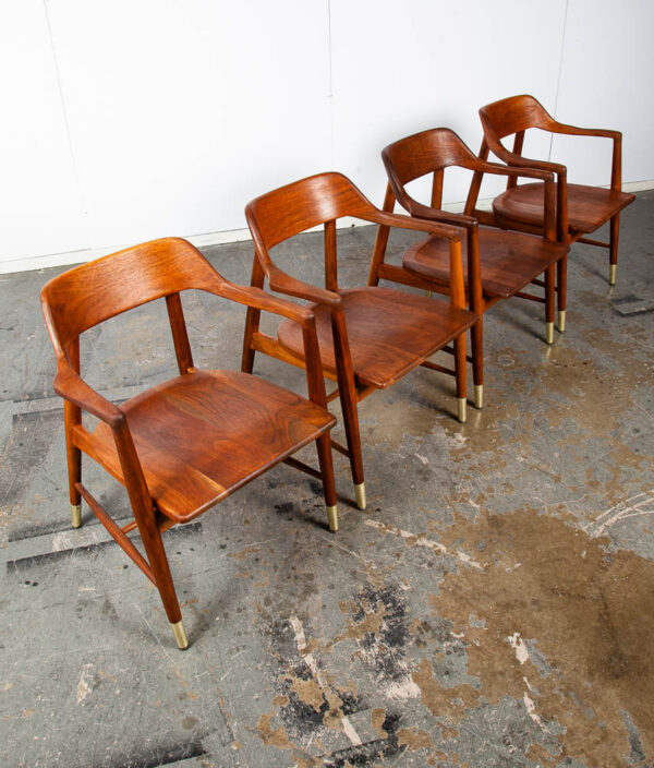 Mid Century Modern Dining Chairs Set of 4 Solid Walnut Marble Chair Co. Armchair