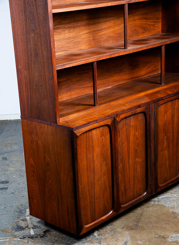 Mid Century Modern China Cabinet Hutch Lane Brown Saltman Wanut Glass Doors Mcm - Image 12