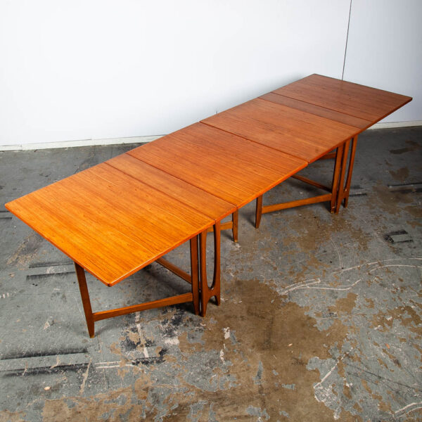 Mid Century Danish Modern Dining Table Teak Folding Bendt Winge Kleppe Møbler XL