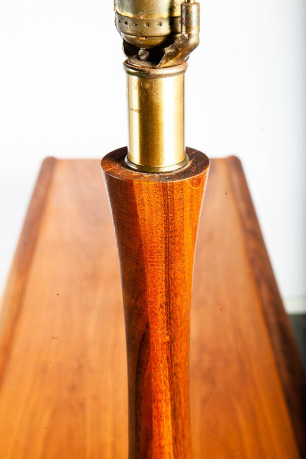 Mid Century Modern Table Lamp Solid Walnut Wood Cork 70s Round Light Lighting 1 - Image 11